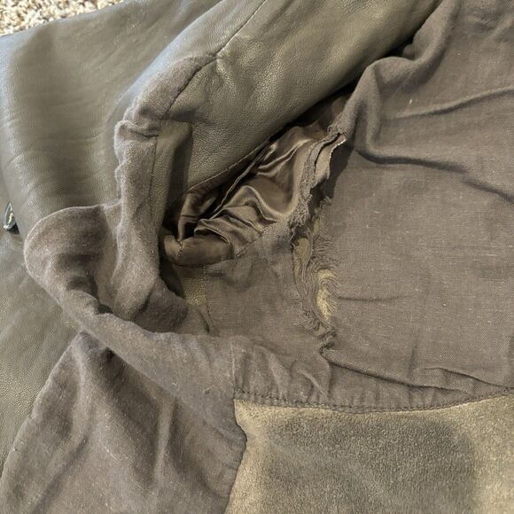 All Saints Leather Biker Jacket Small Brown Pockets - Picture 11 of 12